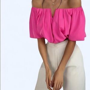 Pink Off-the-Shoulder Relaxed Blouse